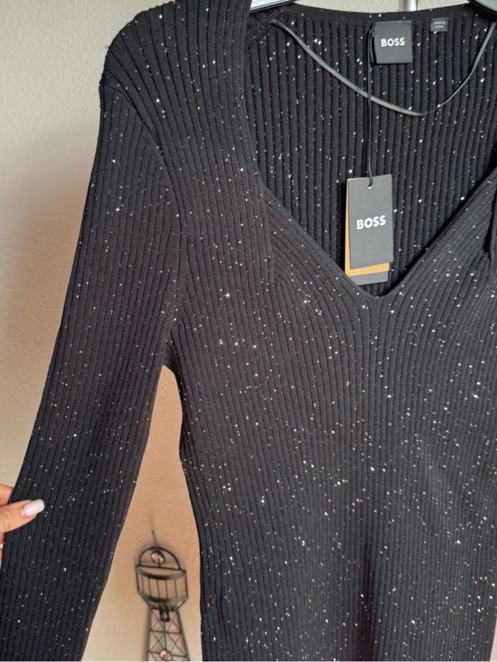 NWT HUGO BOSS RIBBED SWEATER WITH SEQUIN EMBELLISHMENTS SZ XL - Picture 8 of 12